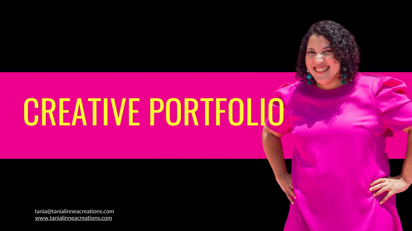 Cover Page of Creative Portfolio with image of Tania Thomas